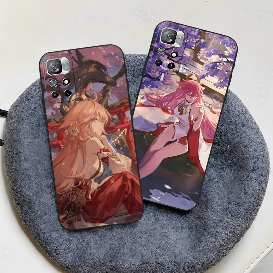 Yae Miko Genshin Impact Puzdet pre telefón Xiaomi Redmi Note 14 13 12 11 9 Ultra 10 Lite Poco F4 F5 X5 Pro Plus Cover