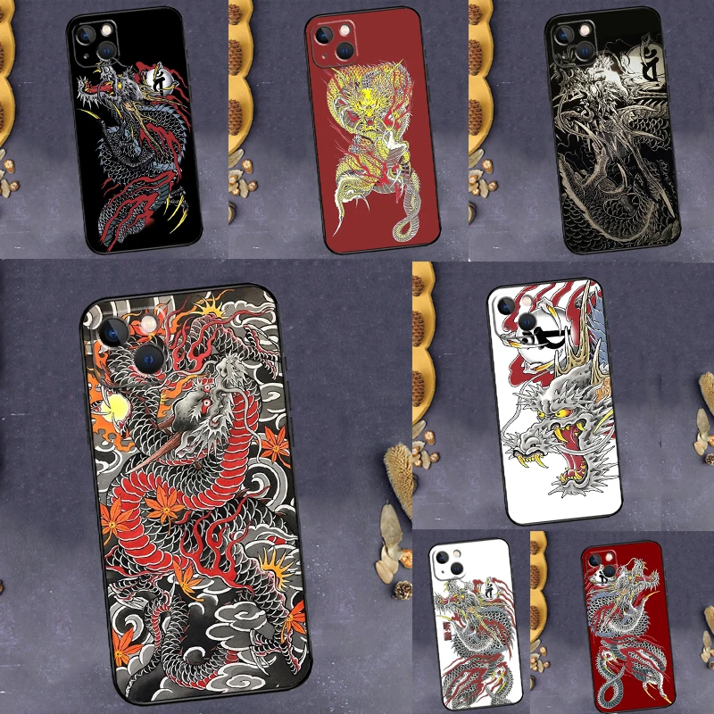 Yakuza Dragon Tattoo Puzdro pre iPhone XR X XS MAX 11 12 13 14 15 16 Pro Max Plus zadný kryt