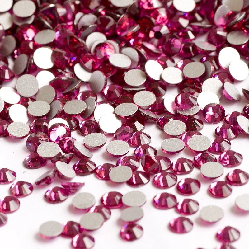 Yanruo fuchsia Red Ruby Color Strass Non Hotfix lepidlo na nechtových kryštálových kamienkach remeselníkov