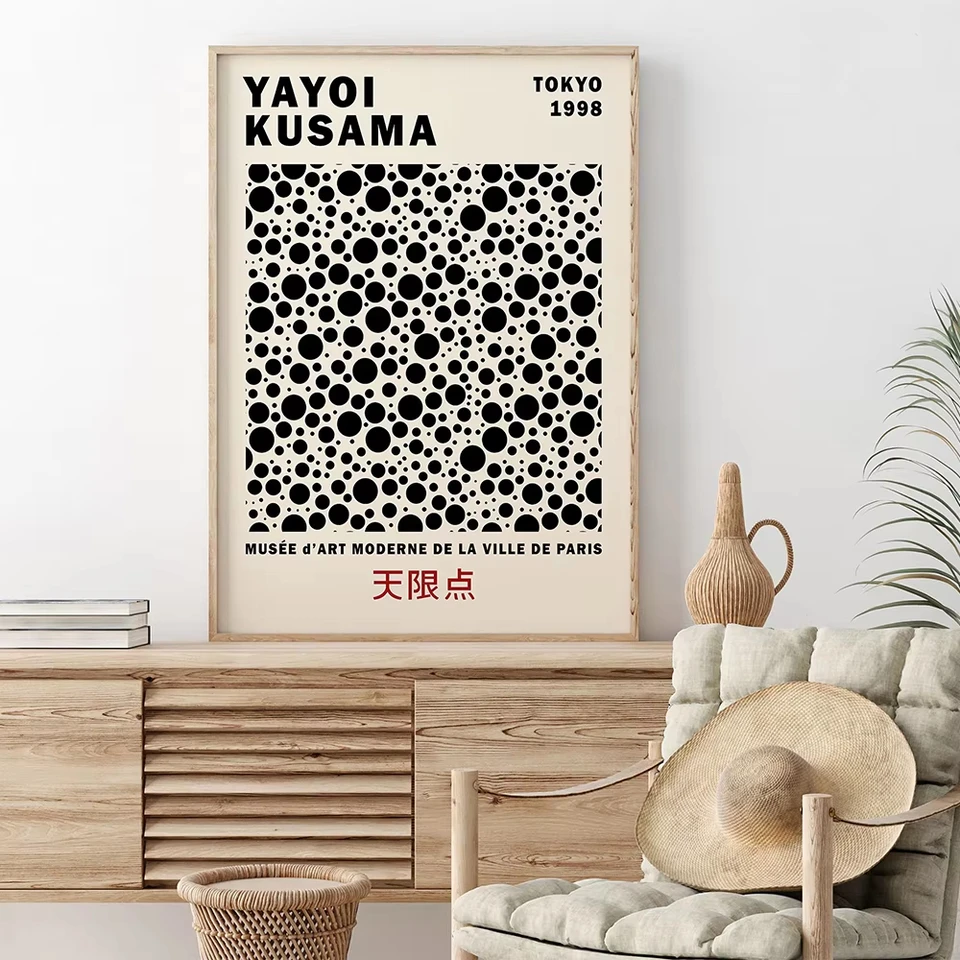 Yayoi Kusama Abstrakt liniek Point Wall Art Plagát a tlač Nordic Black Zelená olejomaľba interiérová domáca dekorácia Obrázky