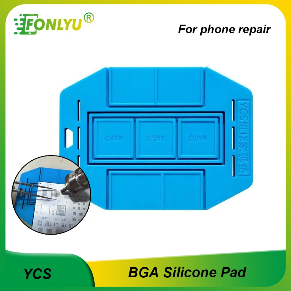 YCS Universal BGA Silikone Pad Izolácia Matka šablón pre iPhone CPU BGA IC Chips Tin Reballing Templát Termálny izolačný nástroj
