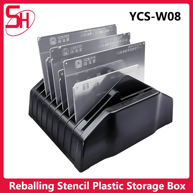 YCS-W08 Reballing Stencil Storage Box pre mobilný telefón HASELBOR Čip Prepracovanie pohodlného prístupu k plechovke Plastová úložná skrinka