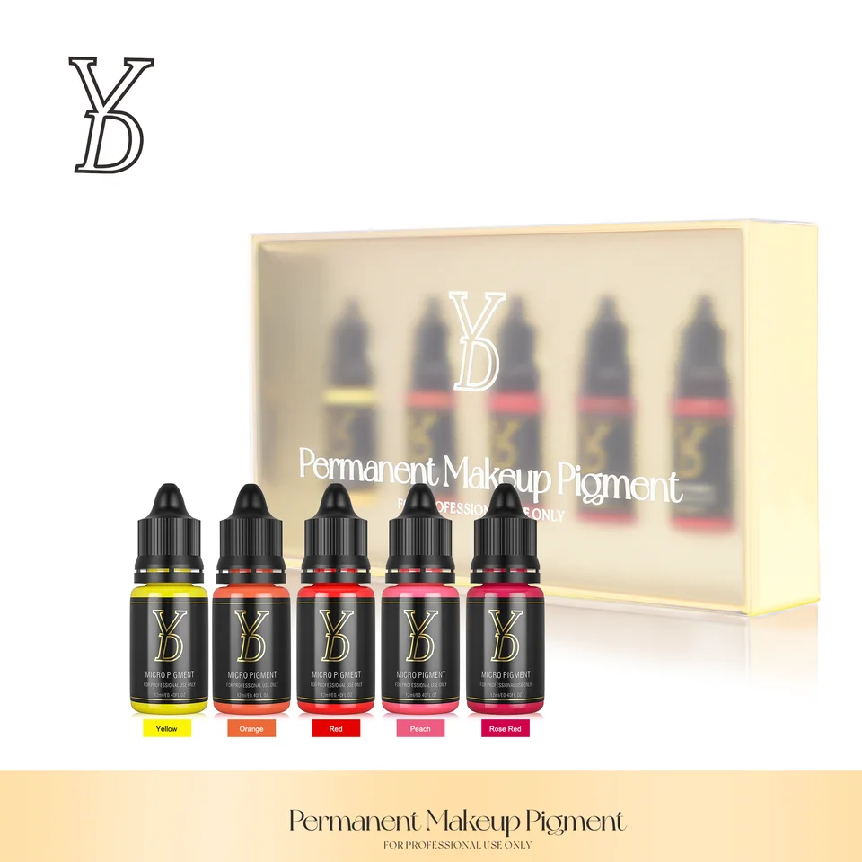 YD PMU Lip Pigments Tattoo Atrament pre polotrvánny make -up organický tekutý pigment Profesionálne mikrobladové tetovania dodávky 12 ml
