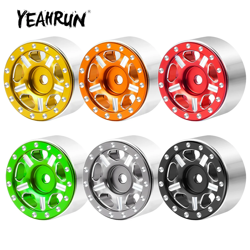 Yeahrun 1,0 palca mikro-kovové kolesá kolesa pre axiálny scx24 Deadbolt C10 Wrangler Gladiator Bronco 1/24 TRX-4M 1/18 RC CAR