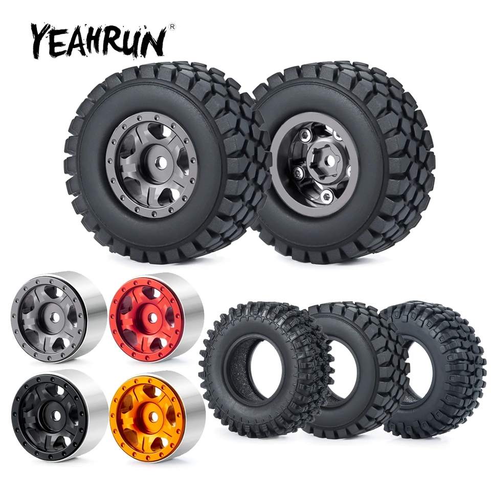 YeahRun 1,0inch Kovové koleso ráfiky 50/54 mm gumové pneumatiky súpravy pre trx4m axiálny SCX24 1/18 1/24 RC Crawler Car Model