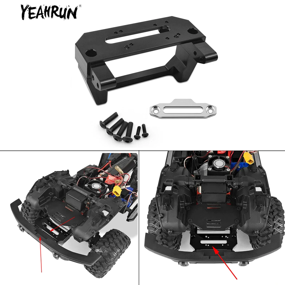 Yeahrun hliníkový zliatinový predný nárazník vstavaný v navijakovacej súprave pre 1/10 RC Crawler Car Truck TRX-4 BROWCO MODPLAGE ČASŤ