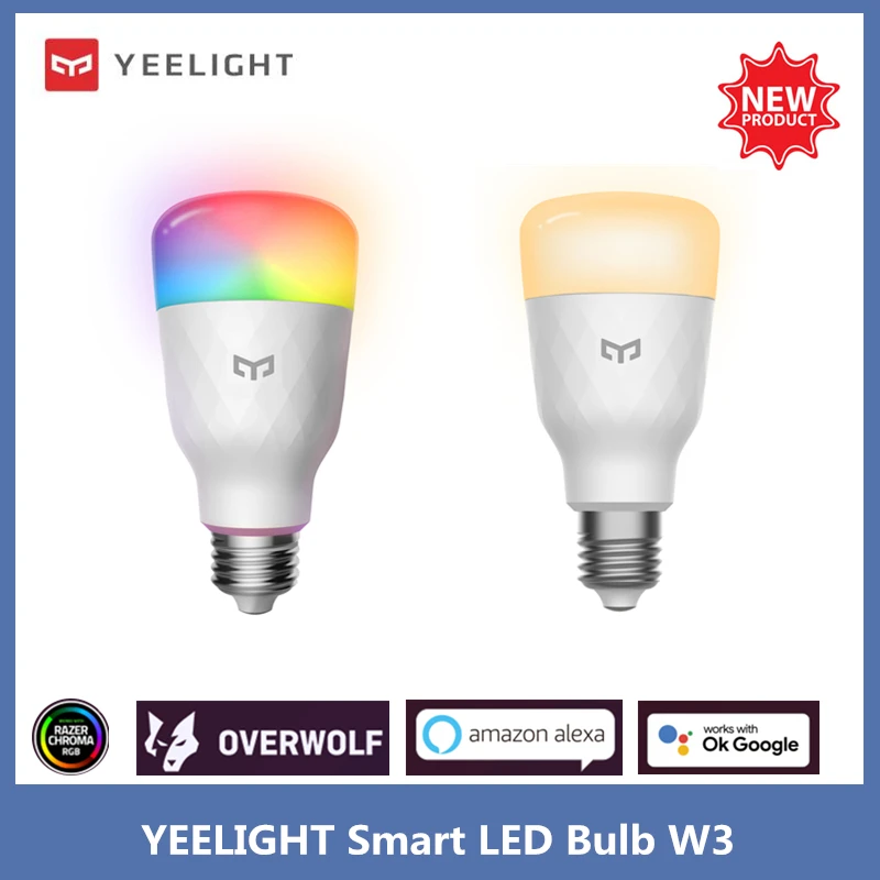 YEEELIGE SMART LED Žiarovka W3 Farba / stmievateľná teplá biela atmosféra Lampa Light E27 Hlasové ovládanie pre Xiaomi Mi Home Google Home