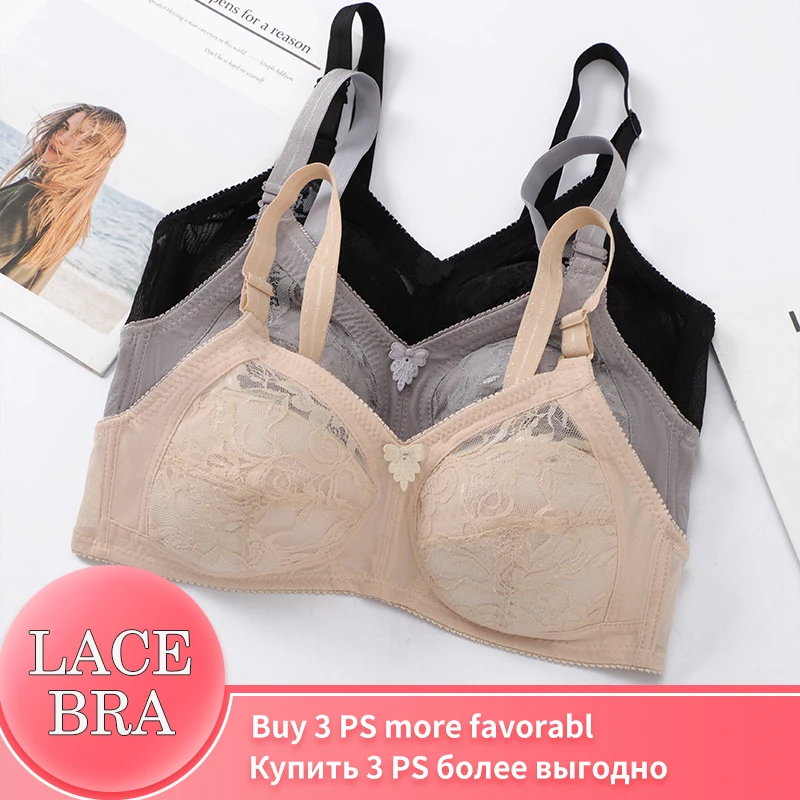 Yenlice Thin Bra Full Cup B 3 36 38 40 42 Bezdrôtová čipka bavlnená tenké dalky Ženy Bras Bras Priedušné čierne čierna klasická podprsenka s jednou podprsenkou