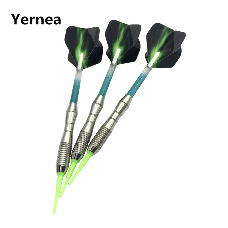 Yernea Nové 3ks/set Soft Tip Šípky Indoor Sports EnterConic Electronic Šípky Crystal Nyion Dart Shaft Aurora Wing