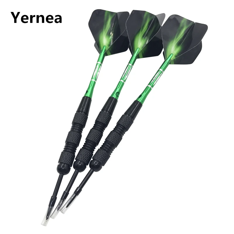 Yernea Nové šípky vysokokvalitné 3ks/set oceľ špicaté šípky Profesionálne 20G Indoor Sports Entertainment Dart Green Shaft Flight