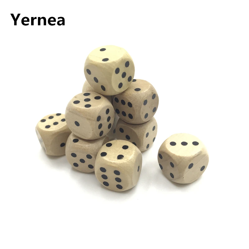 Yerner 6ks 12 mm pitie drevené kocky Round roh roh lesnosti body kocky prírodný drevený materiál Deti učiť kocky veľkoobchod