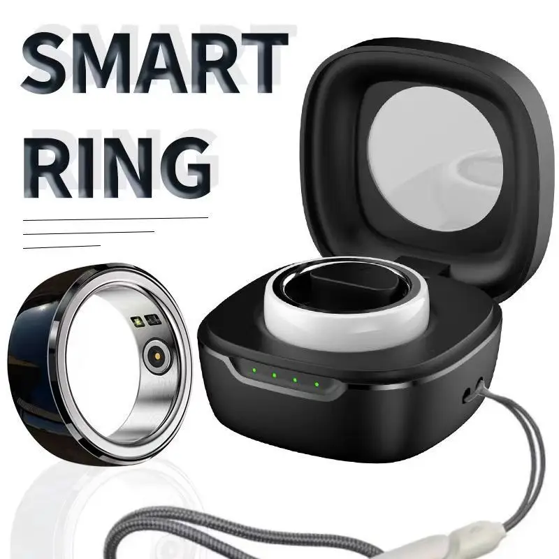 Yersida R08M Smart Ring W/ Nabíjanie puzdro Fitness Tracker Rings Rings Ipx8 Vodotesné zdravie srdcovej frekvencie Krv Kyslík Monitorovanie spánku