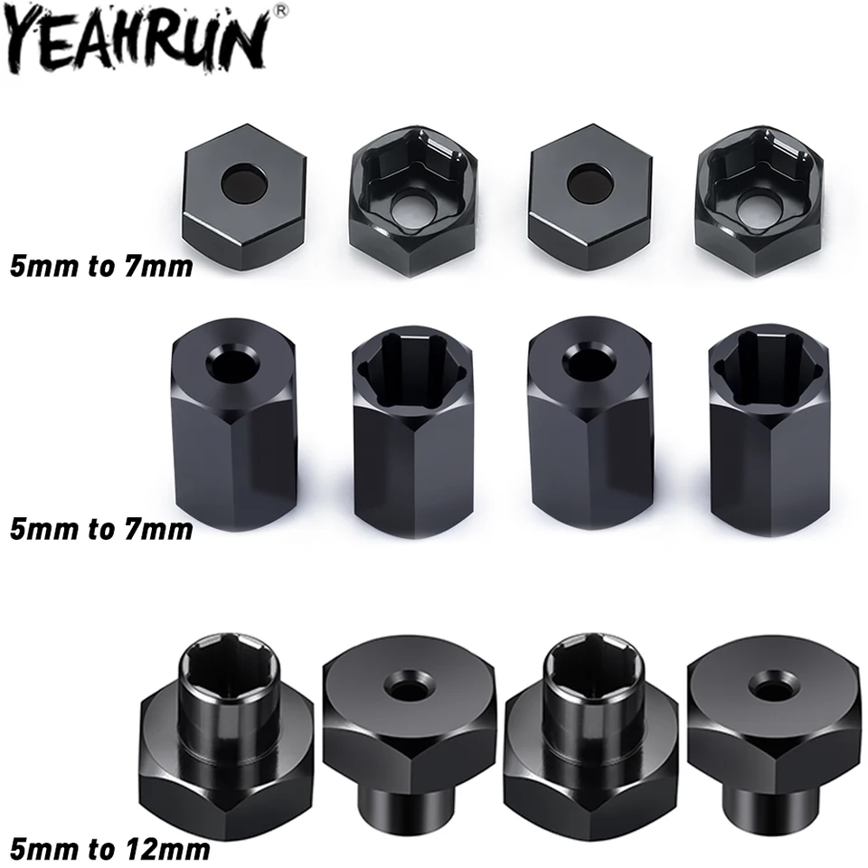 YEXRUN 4KS ALUMINÍN 5 mm až 7 mm / 5 mm až 12 mm adaptéry HEX HUB Adaptéry pre diely WPL D12 2WD 1/10