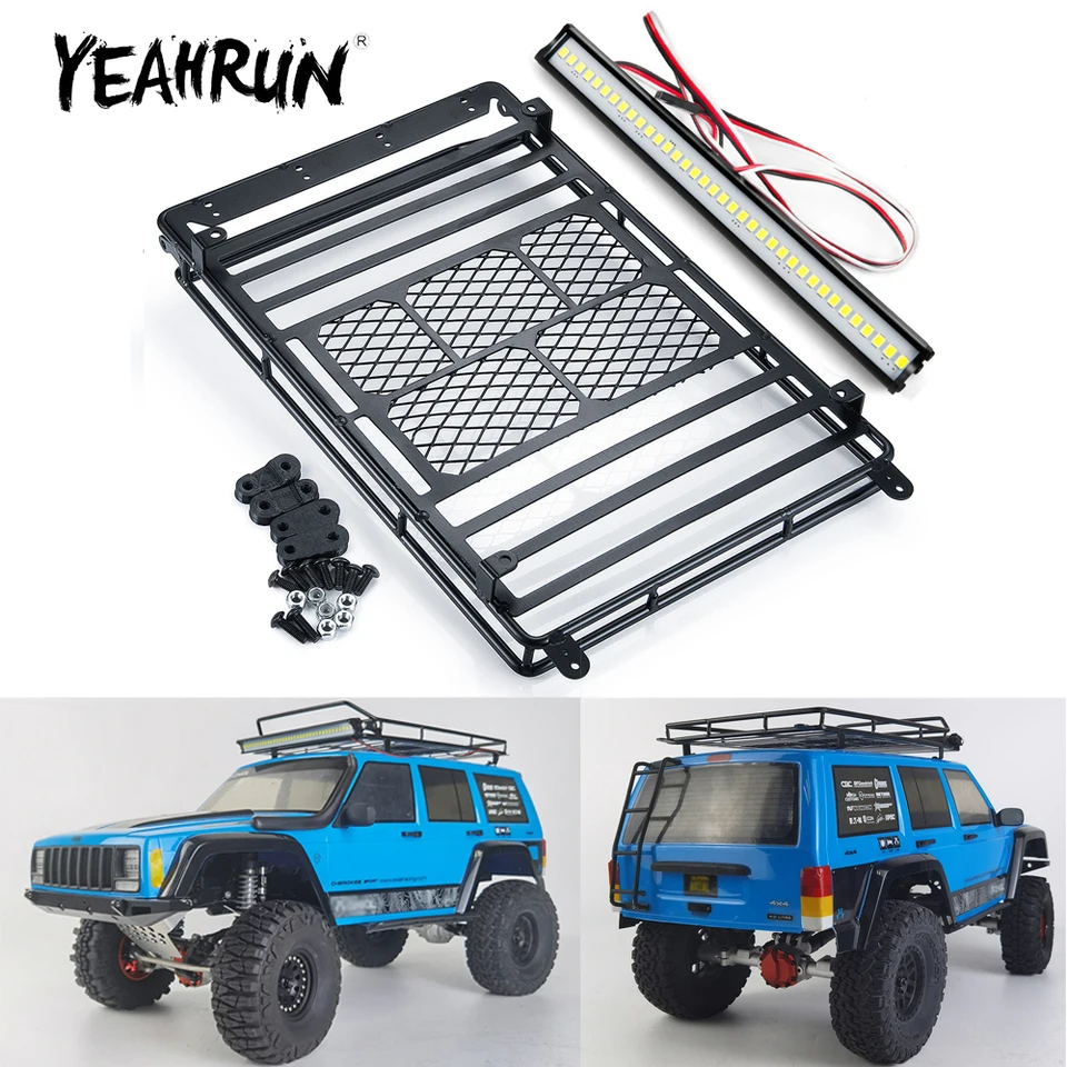YEXRUN Metal Batche Baigage Tray Rack s LED svetlami pre axiálne SCX10 III WRANGLER 90046 AXI03007 1/10