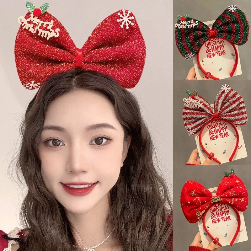 YHJ Nový vianočný Bowknot Hair Band Princess Headband Headwear Hoadband Party čelenky vlasové kapely pre dievčatá Vlasové doplnky