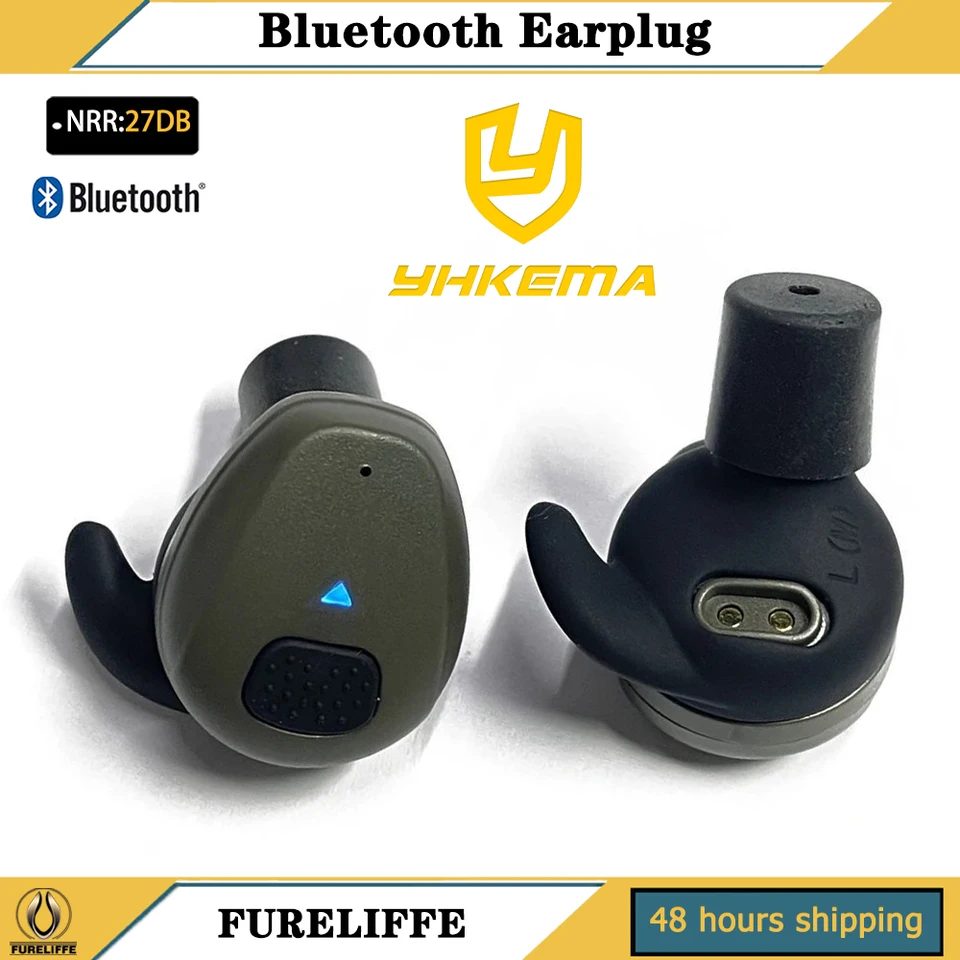 YHKEMA EB10 Anti-Noise Earplugs Nabíjateľné, hodnotenie hluku 27 NRR, na lov taktických náhlavných náhlavných súprav na love streľby