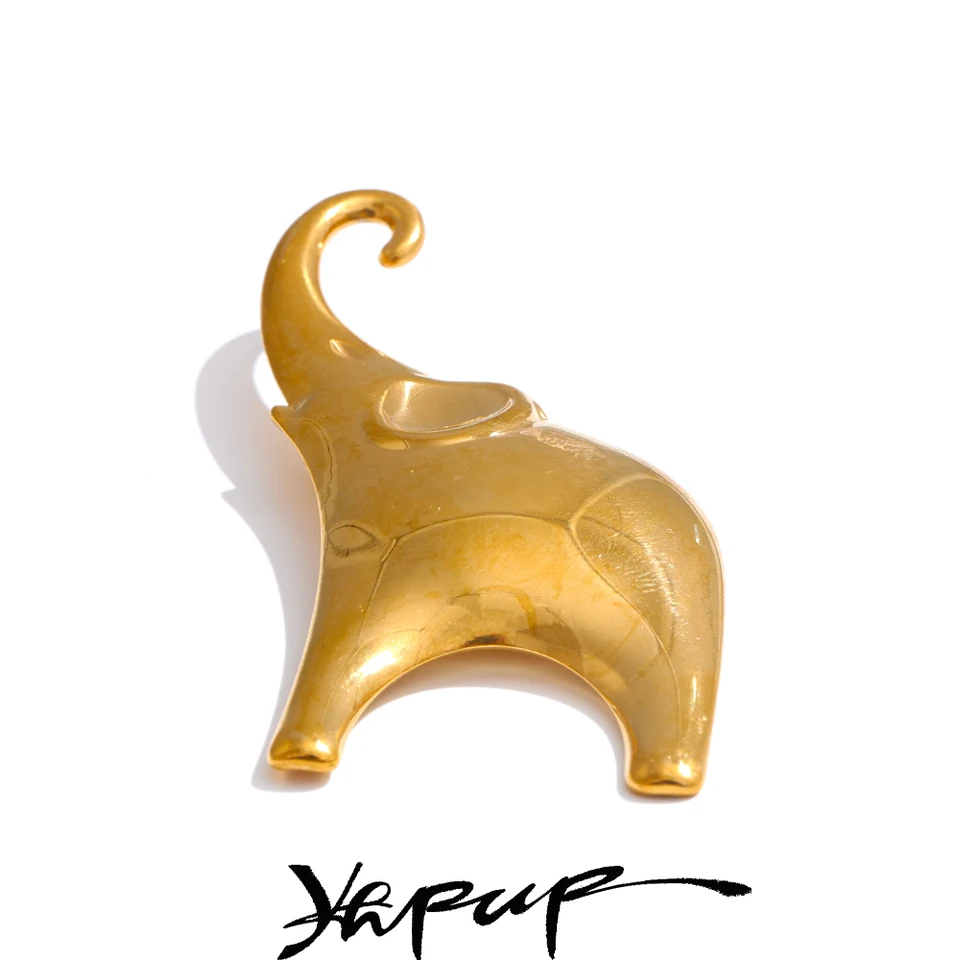 YHPUP Trendy Lucky Elephant z nehrdzavejúcej ocele zvierat módna brošňa PIN pre ženy unisex šperky Bijoux Príslušenstvo Veľkoobchod