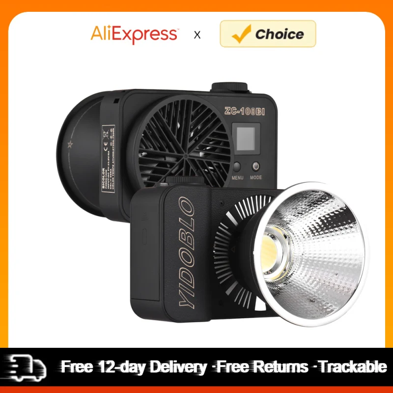Yidoblo Mini Bi-Color Video Light 100W Cob Photography Light 2700K-7500K Dommable 10 FX Control App Control s reflektorom Video Light