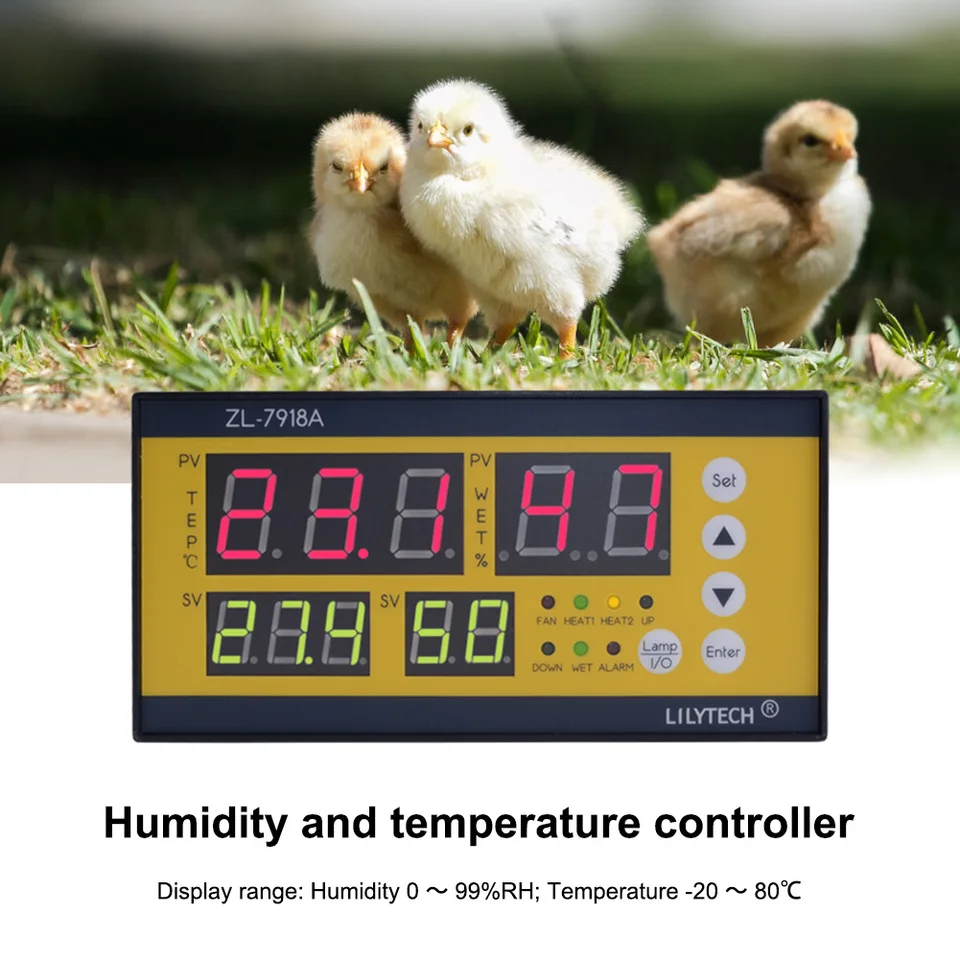 Yieryi Digital Automatic Inkubátor regulátor ZL-7918A AC100 ~ 240V teplota a vlhkosť regulátor hydiny vajíčko Inkubátor