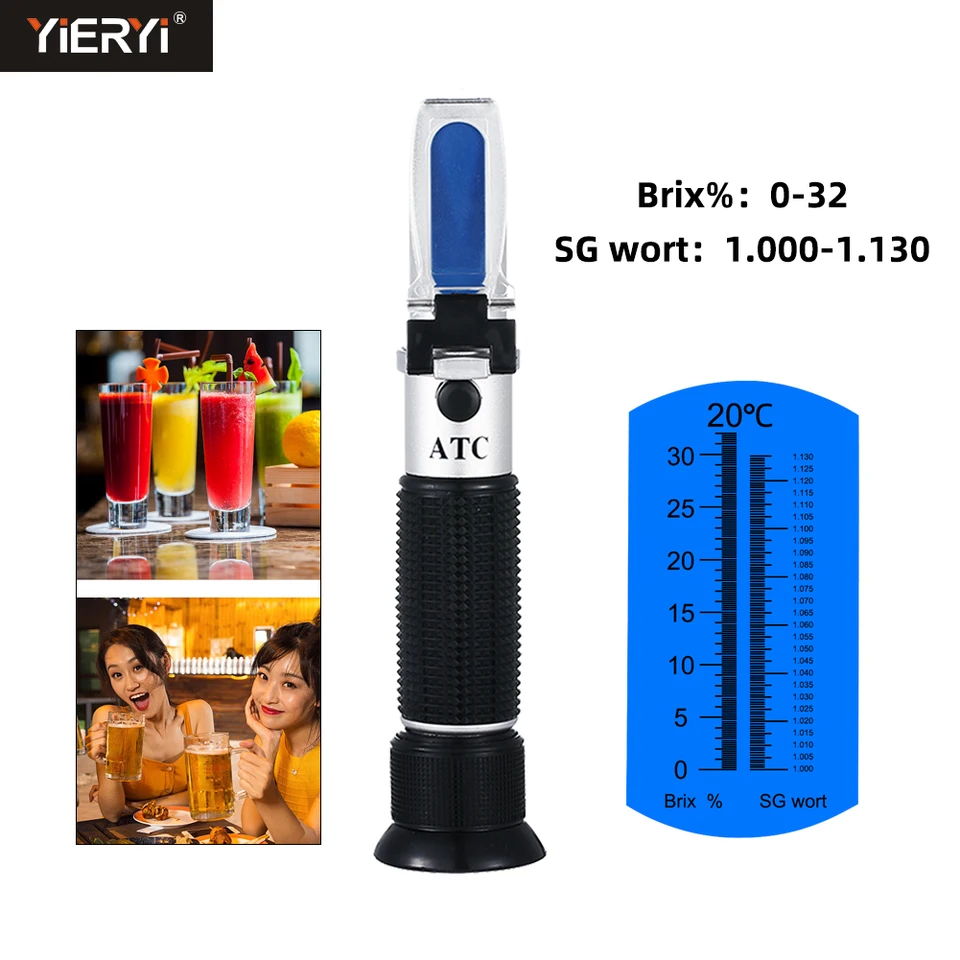 YIERYI PIVODOBNÉ VINORE VINA REDACTOMELOM BRIX Brewing Refraktometra Dual Scale-Špecifická hmotnosť 1.000-1.130 a 0-32% Brix