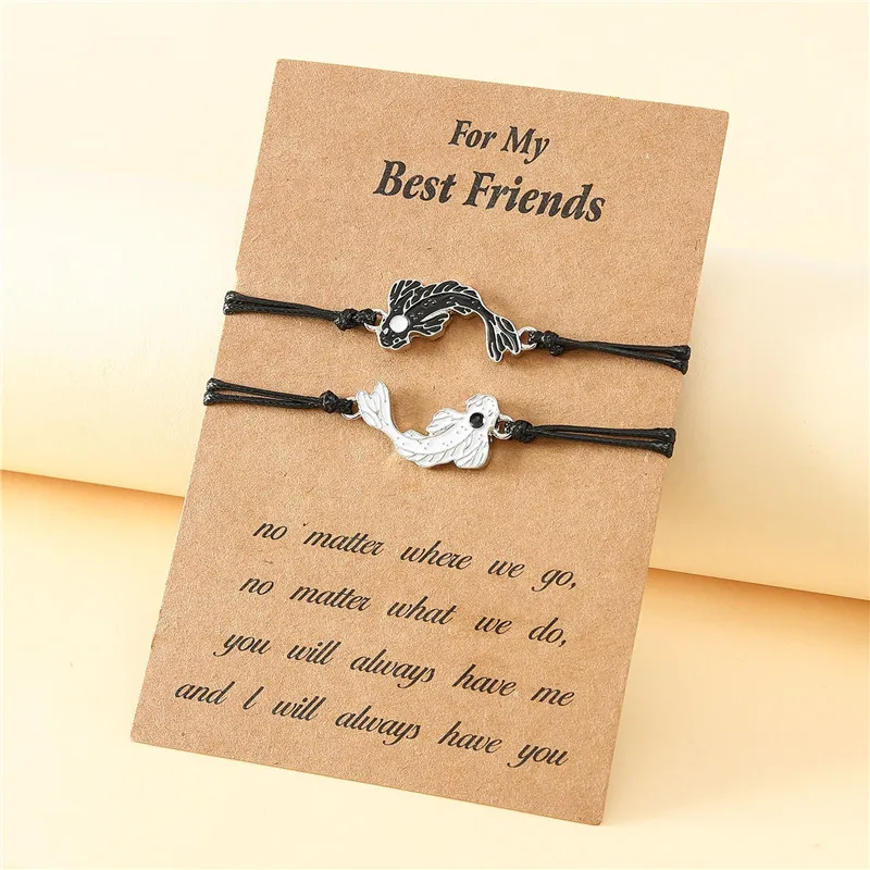 Yin Yang Tai Chi Fish Bracelet for Women Men Móda Národný kvapkajúci olej priateľstvo Pár náramky