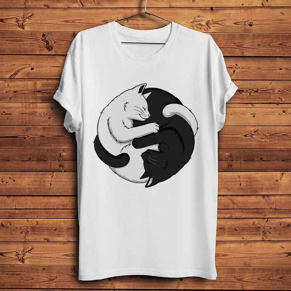 Yin Yang čierne a biele mačky Panda Orca Moon Ramen Funny Yinyang Tai Chi T tričko Men ženy ležérne unisex Cool streetwear tričko tričko