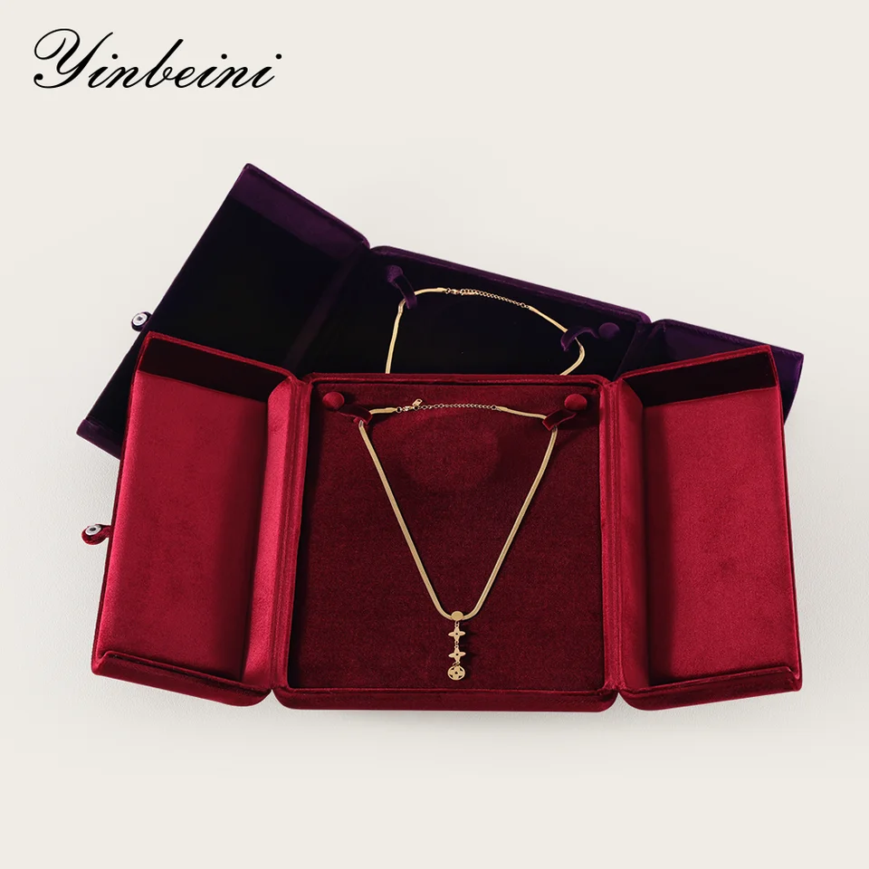 Yinbeini Velvet Pearl náhrdelník Display Box prívesok darčekový úložný box náhrdelník Organizátor