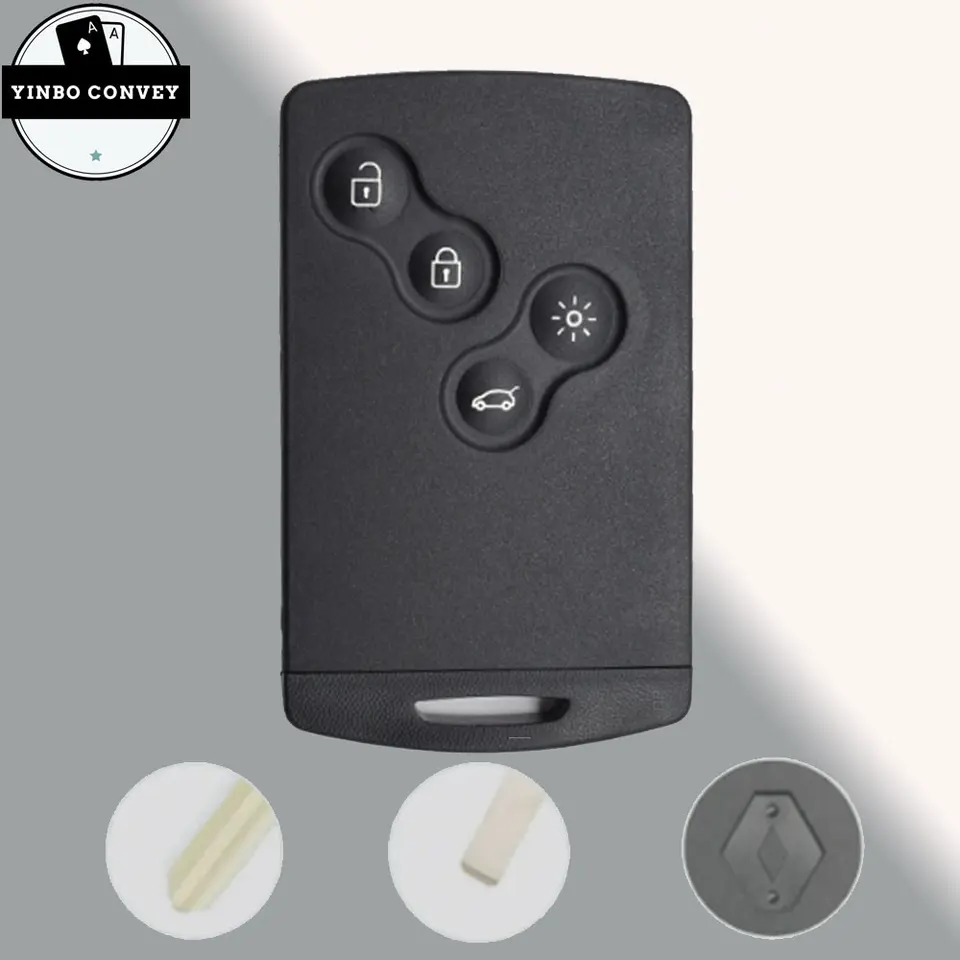 Yinbo 4 Button Inteligentná karta Diaľkový kľúč pre Renault Megane Laguna Koleos Fluence Scenic Clio Captur Car Key Case s čepeľou