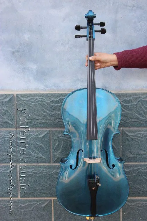 Yinfente* 5 String Elektrický akustický violoncello 4/4 javor+smrek výkonný zvuk modrý 4 reťazec