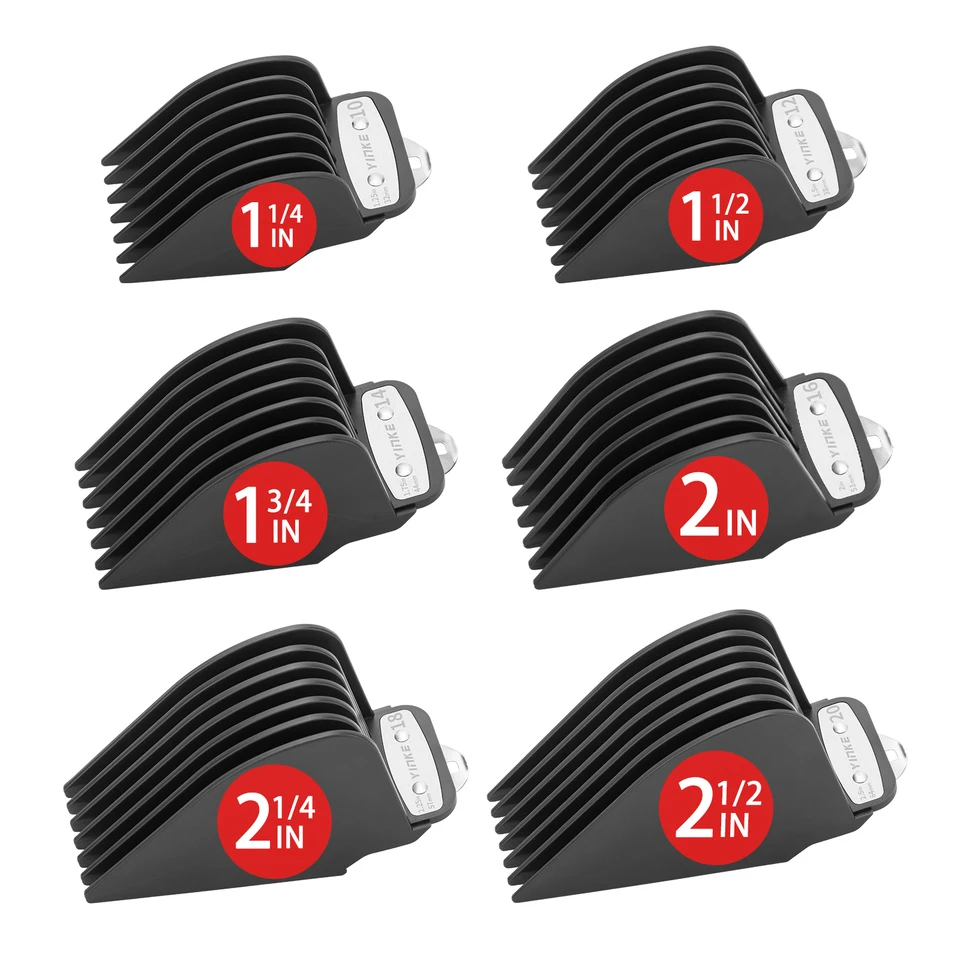 Yinke Clipper Guards for Wahl Vlasy Clippers Zrestúpky s kovovou klipou Premium 6 veľkosť rezanie dĺžky Limit Hrebeň