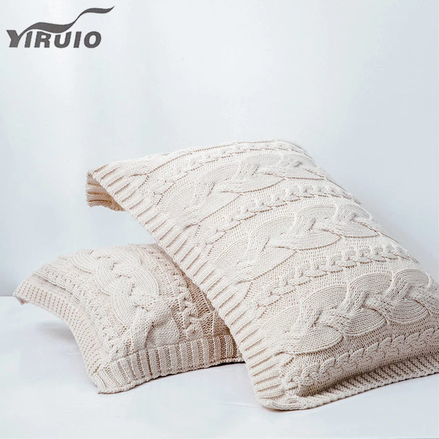 Yiruio super mäkký kábel pletený vankúšový puzdro 48*74 cm posteľ Teplý dekoratívny vankúšik béžový ružový šedý vankúš 50*70 vankúšový kryt