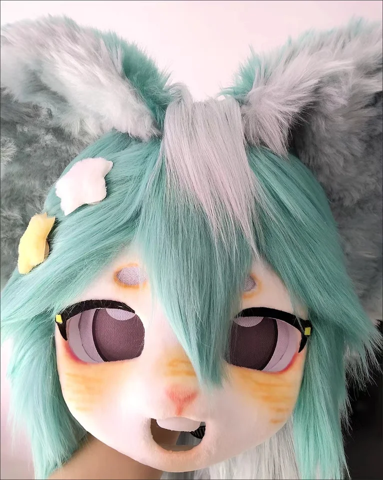 Yis cosplay chlpatá hlava maska ​​fursuit face base fursona kigurumi kemono zvierací lebka Vlastná šelma hlava ručne vyrobená maska