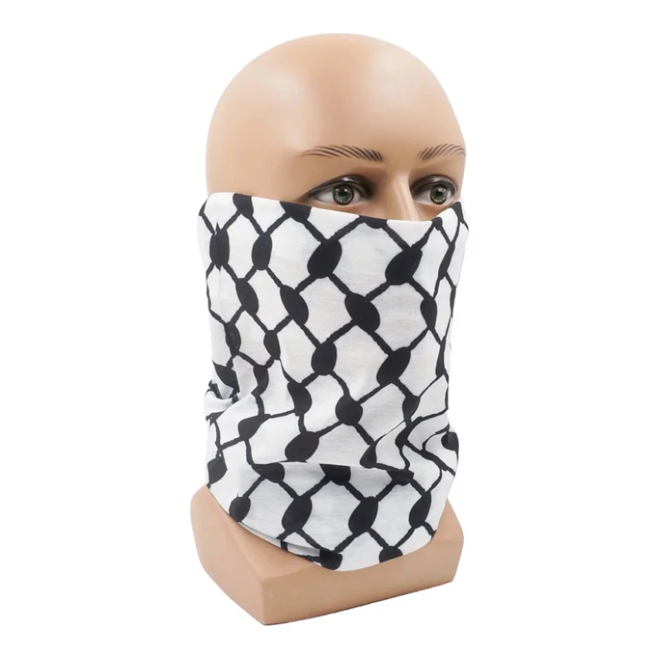 Yixin Palestínčan Keffiyeh Bandanas Palestína Arábia vlajka Vzor hlavy krku Gaiter teplejšia západná Ázia Národná vlajka Face Band