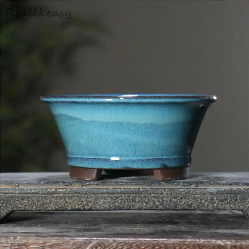 Yixing Purple Clay Flower Pot Round Ceramic Bonsai hrniec Domáca plocha subjekty kvetinové kvetináče Čínske glazované kvetinové hrniec Domovod