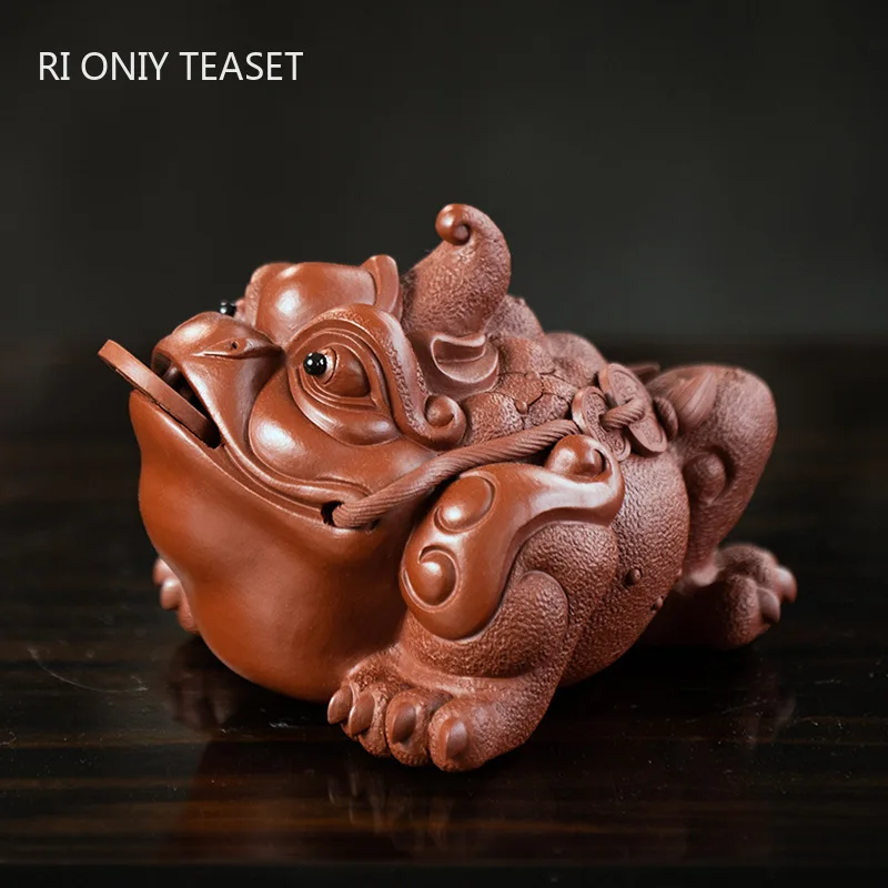 Yixing Ručne vyrábané sochárstvo Purple ílové čajové domáce zvieratá Lucky zlatá ropucha socha čaj Figurové remeslá Čínska čajová sada dekorácia