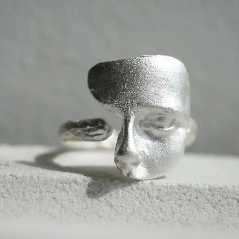 Yizizai Creative Mystical Masked Faces Ring Goth Style Osobnosť Maska Otvorené prstene pre mužov Darček pre šperky