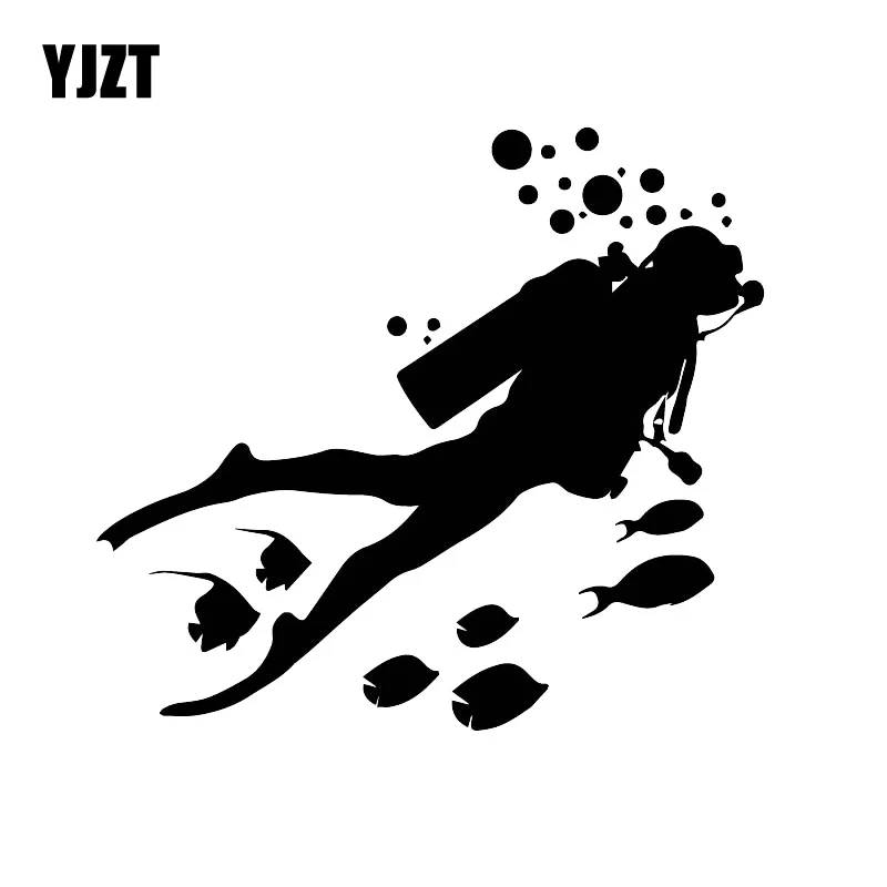 Yjzt 16cm*17,9 cm Ocean World Diving Adventure Decal Decal CAR Osobnosť rybia nálepka na auto čierna/strieborná C30-0582