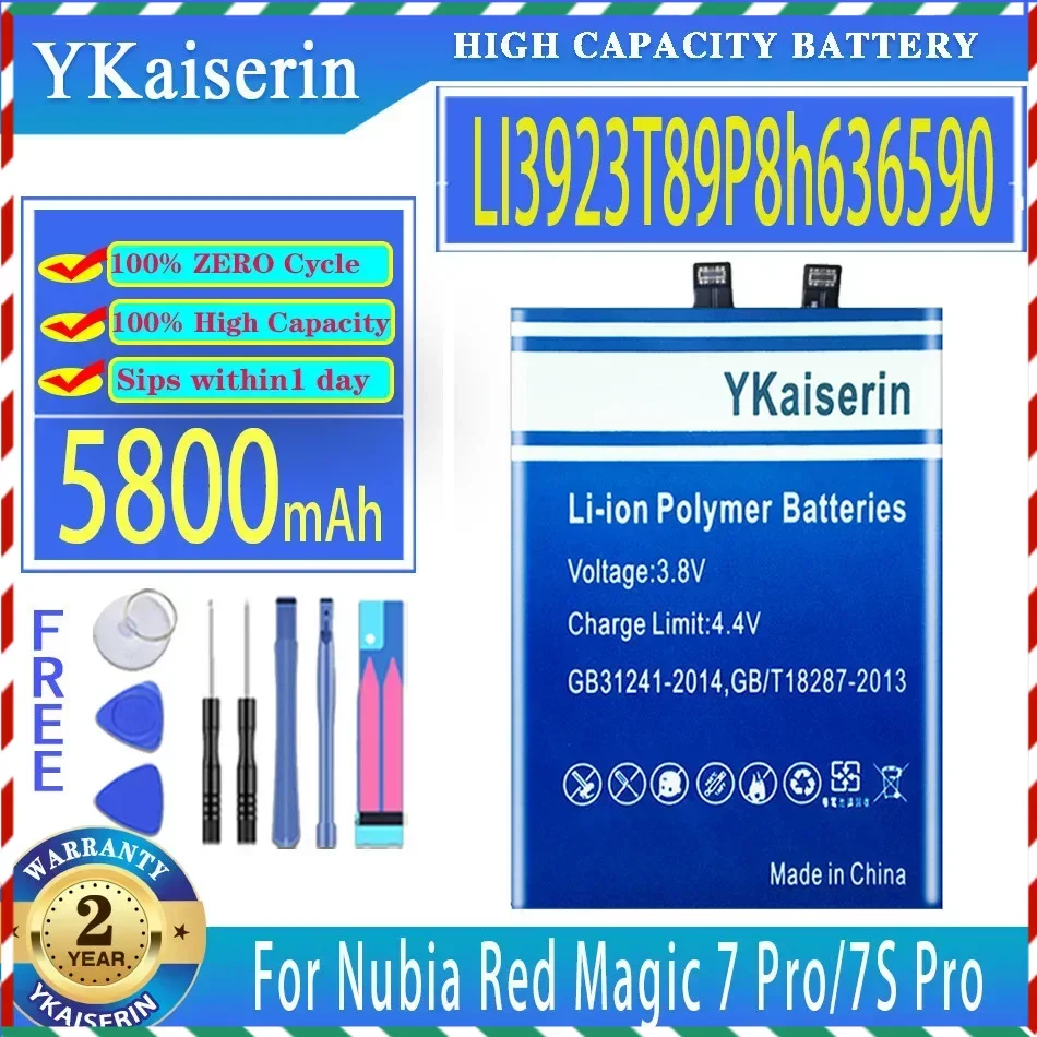 YKAISERIN 5800MAH Výmena batérie LI3923T89P8H636590 pre ZTE Nubia Red Magic 7/7S Pro NX709J 7PRO NX709S MOILE PLYP