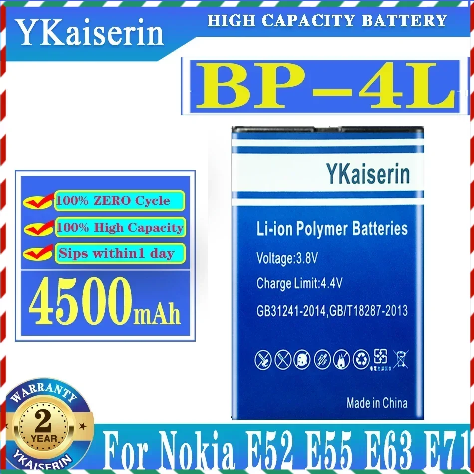Ykaiserin bp-4l batéria pre nokia n97 e61i E63 E90 E95 E71 6650f N810 E72 E52 E55 E6-00 E73 E95 6760S batéria BP4L 4500MAH BP 4L