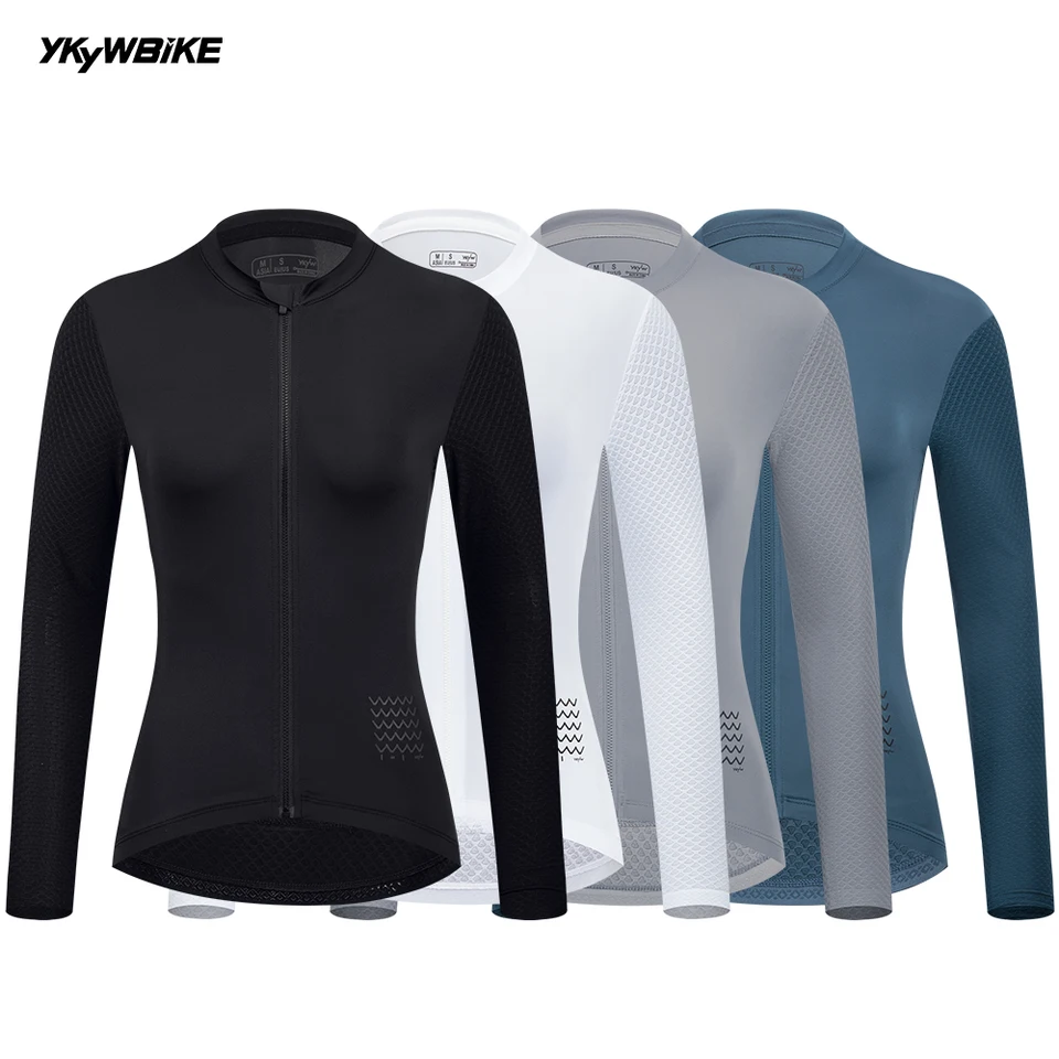 YKYWBike 2025 Ženy Cycling Jersey s dlhým rukávom Spring priedušné košeľa s cestným bicyklom plné ykk zips ženský dres bicyklov