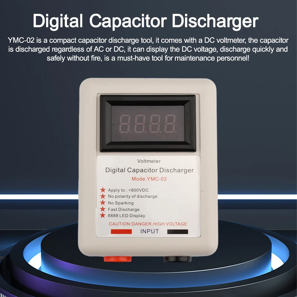 YMC-02 Digitálny kondenzátor Rýchle vypúšťanie vysokého napätia Vypúšťanie nástroja nástroja Elektronické opravy Tester Nástroj pre elektronické