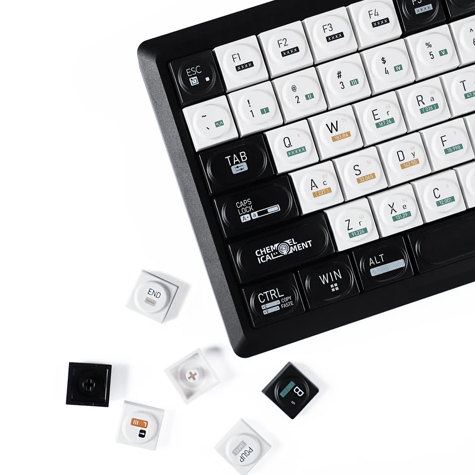 YMDK 137 Klávesy Chémia Originálne bloky Keycap UV tlačová tlačová klávesnica PBT Nízky profil kľúča kľúča pre MX Mechanical Keyboard