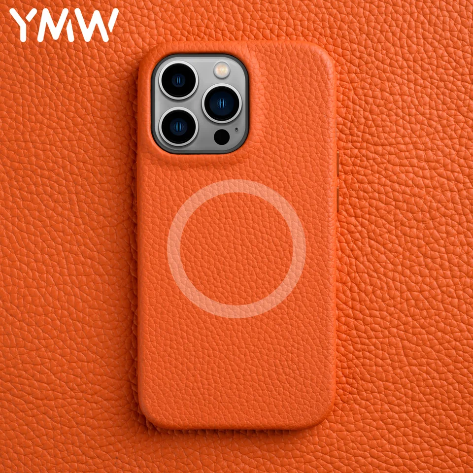 YMW magnetické prémiové pravé kožené puzdro pre iPhone 13 Pro Max Mini Luxury Business High-end Cowhiide Puzdro