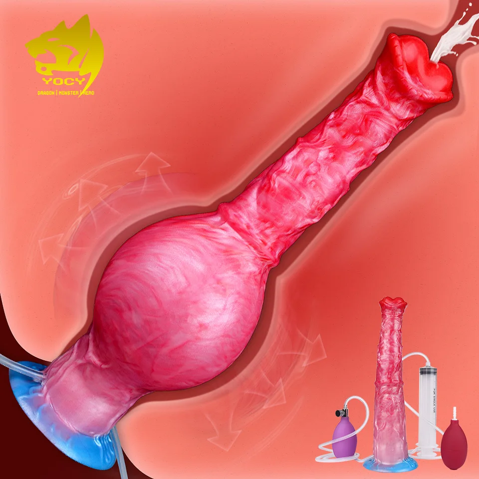 Yocy Silikone Horse Dildo nafukovacie striekanie veľkých uzlov Dildos Anal zástrčka Annus Expansion Stimulator Sex