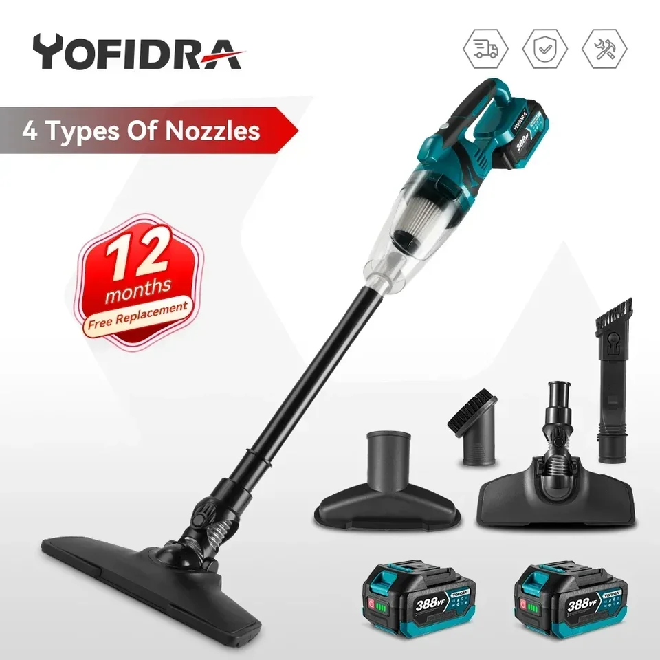 Yofidra 1500 W bezdrôtový ručný vreckový elektrický vysávač Nabíjateľný čistiaci nástroj pre domáce auto vlasy pre domáce zvieratá pre batériu Makita 18V