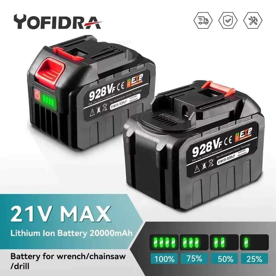 Yofidra 388vf Nabíjateľná batéria 22500 mAh 15000 mAh lítium-iónová batéria 928vf Li-iónová batéria pre elektrický nástroj Makita Electric Energy