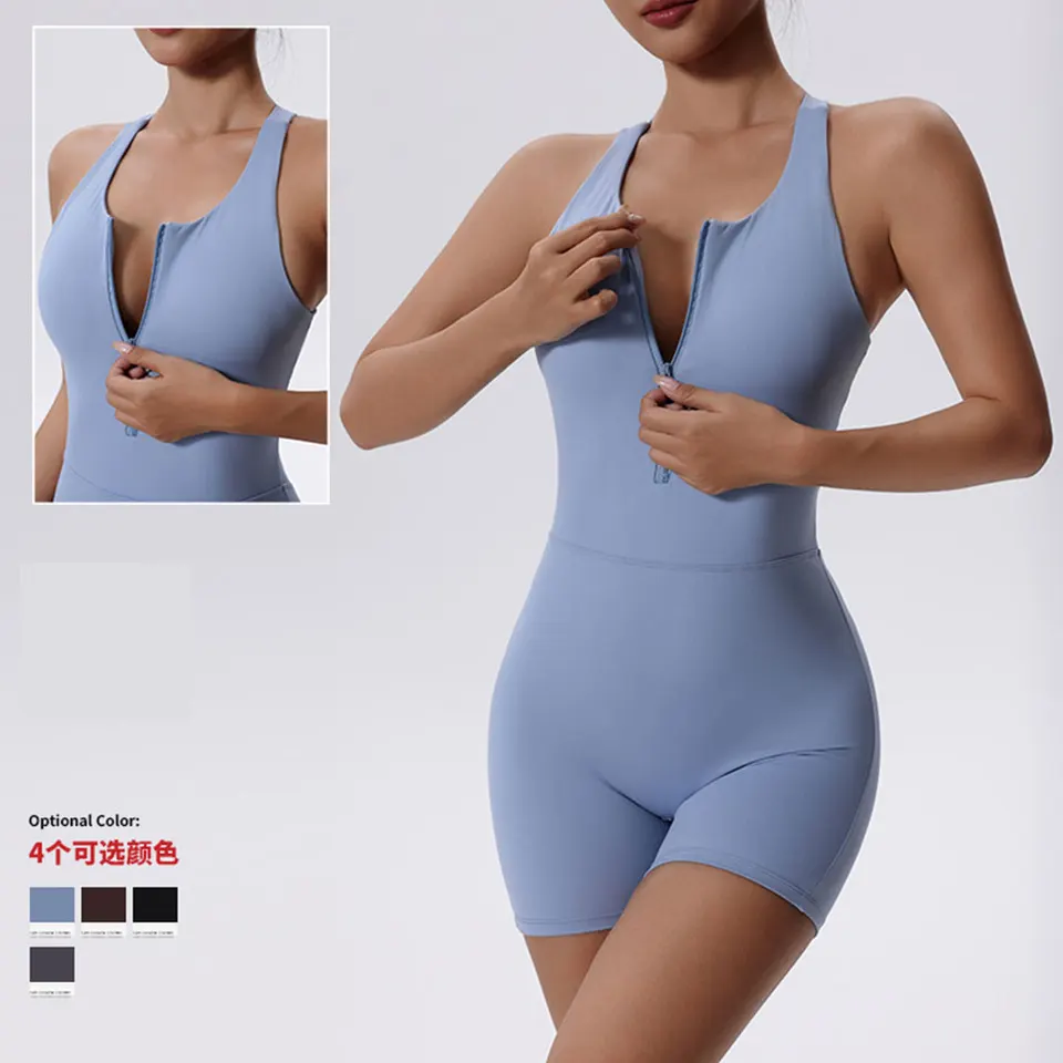 Yoga Romper Sexy Hollow Backless Scrunch Butt Sport Struck Struck Short One Piece Eoutfit Outfit bez rukávov bez rukávov zips fitness kombinézy