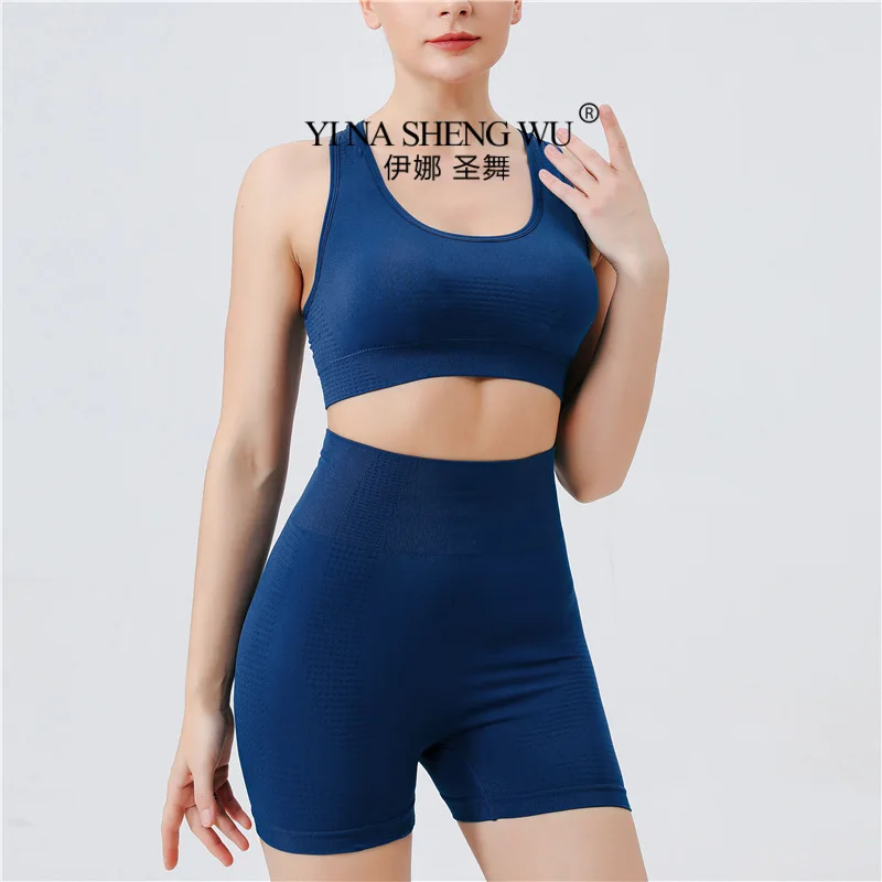 Yoga set telocvičňa Krstici Ženy Športové podprsenky Brassiere Workout top pre ženy jogy oblečenie fitness legíny pevné farby bezšvová jogová súprava