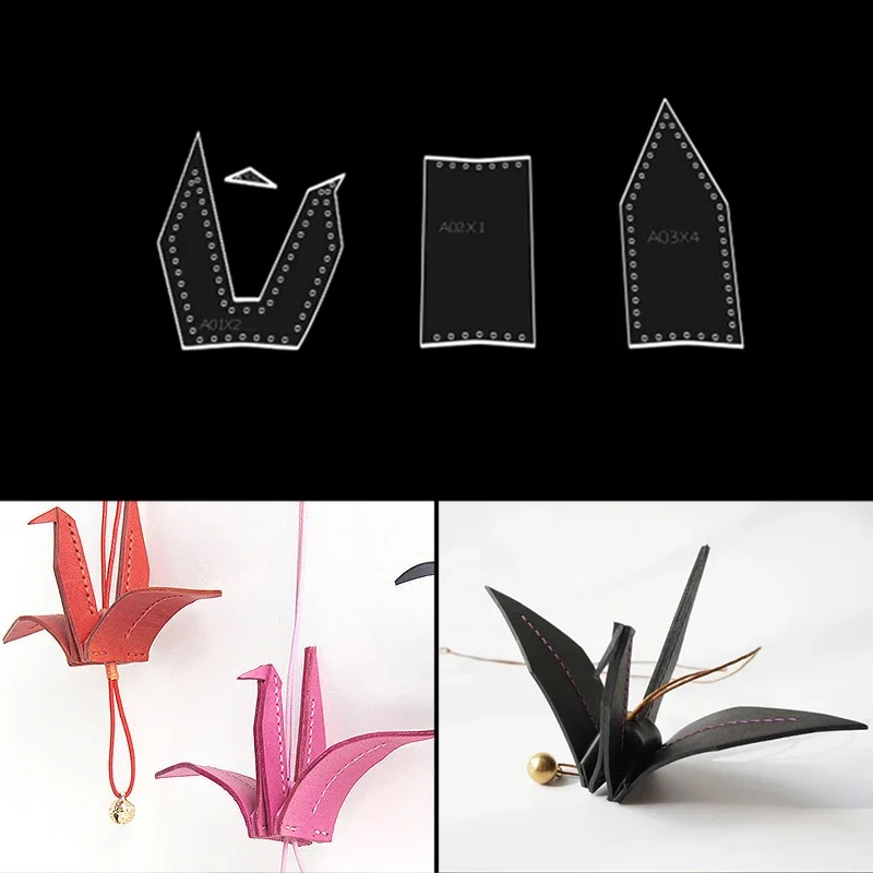 Yomdid Crane Design Acryl Stencil Leathercraft Keychain Keychain výroba prívesok dekor pleseň odolná kožená šablóna rukávy