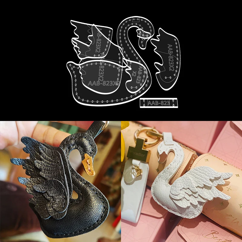 Yomdid Creative Swan ručne vyrobená šablóna DIY Keychain prívesok dekorácia kožená šablón Akrylová forma odolné kožené remeselné náradie